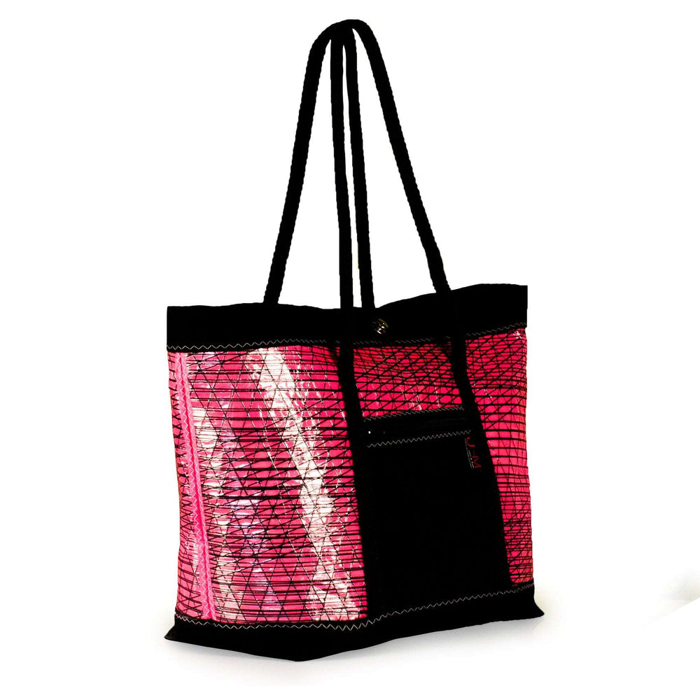 Tote Mike, pink and black, handmade in Italy from recycled sails by JM Sails and Bags, 45