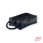 TOILETRY BAG GOLF MEDIUM, BLACK 3DI / BLACK, handmade by J-M Sails and Bags from upcycled sails in Italy. 45° side