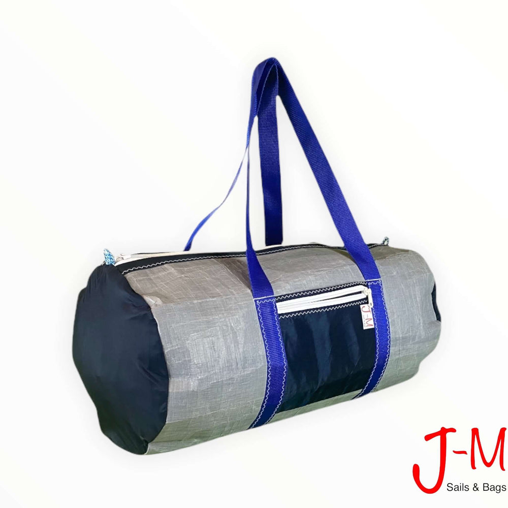 Duffel bag Alfa Large, grey 3Di / navy, handmade by J-M Sails and Bags, 45•