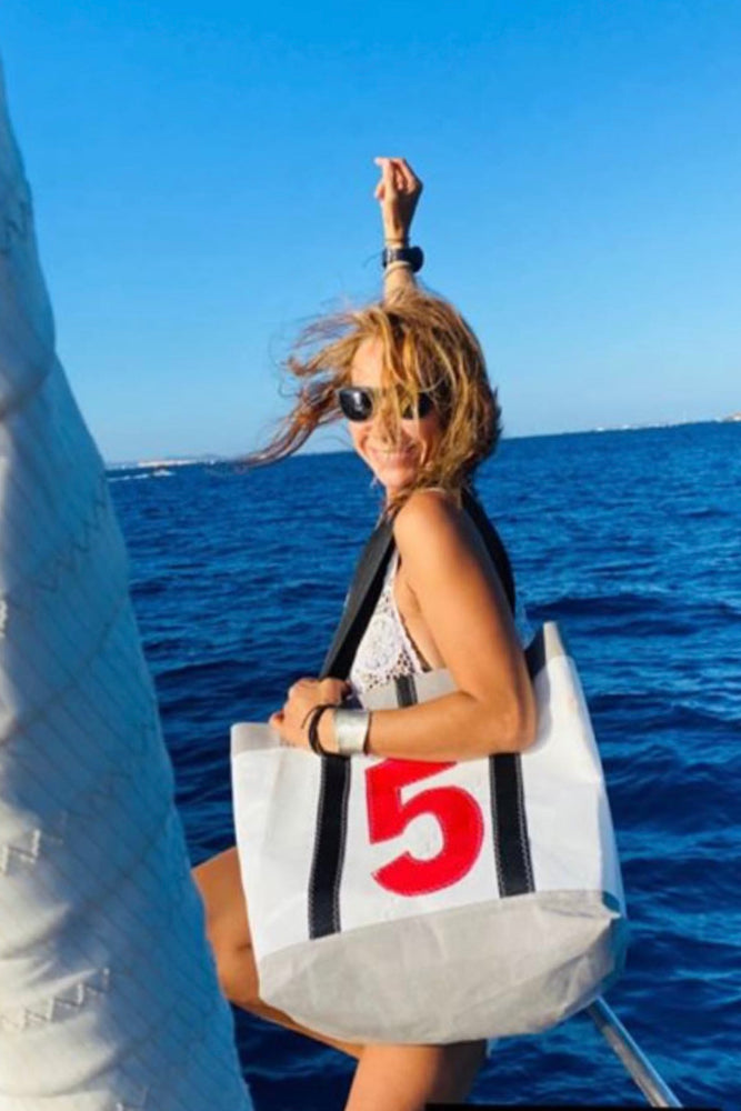 tote bag handmade from upcycled sails and nautical canvas in Italy by jm sails and bags