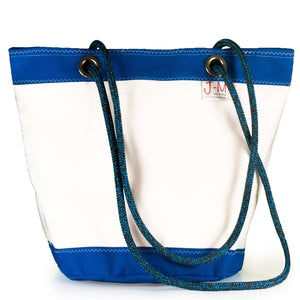 SHOULDER BAG LIMA LARGE, WHITE / BLUE BY JM SAILS AND BAGS (FS)  