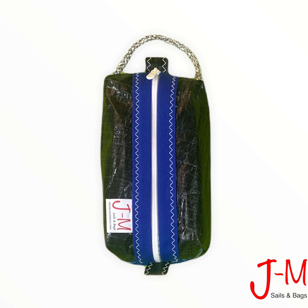 
                  
                    Toiletry bag Golf medium, black 3Di / blue handmade by J-M Sails and Bags, front view
                  
                