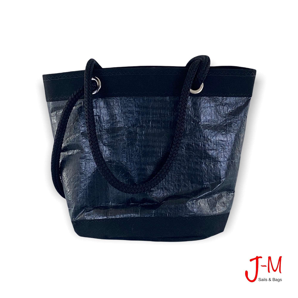 SHOULDER BAG LIMA LARGE, BLACK 3DI / BLACK handmade from upcycled sails in Italy by J-M Sails and Bags, back side