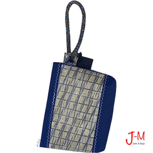 Pouch handmade from recycled sails and canvas by J-M Sails and bags.  Hang back