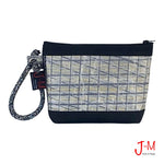 Pouch Hotel, sailcloth grey / black canvas handmade in Italy. J-M Sails and Bags . Front side