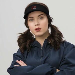 Visor to protect you from the sun. Embroid J-M Sails and Bags logo. Female model
