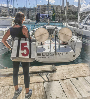
            
                Load image into Gallery viewer, Custom  &amp;quot;Mike&amp;quot; tote made for a crew member of the winning yacht Elusive 2, of the Rolex Middle Sea Race 2020.
            
        