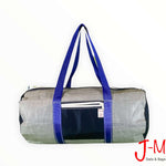 Duffel bag Alfa Large, grey 3Di / navy, handmade by J-M Sails and Bags, front  side