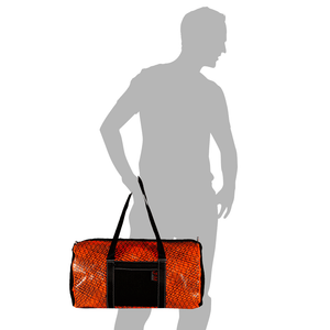 
            
                Load image into Gallery viewer, Duffel bag large, by J-M Sails and Bags, size model
            
        