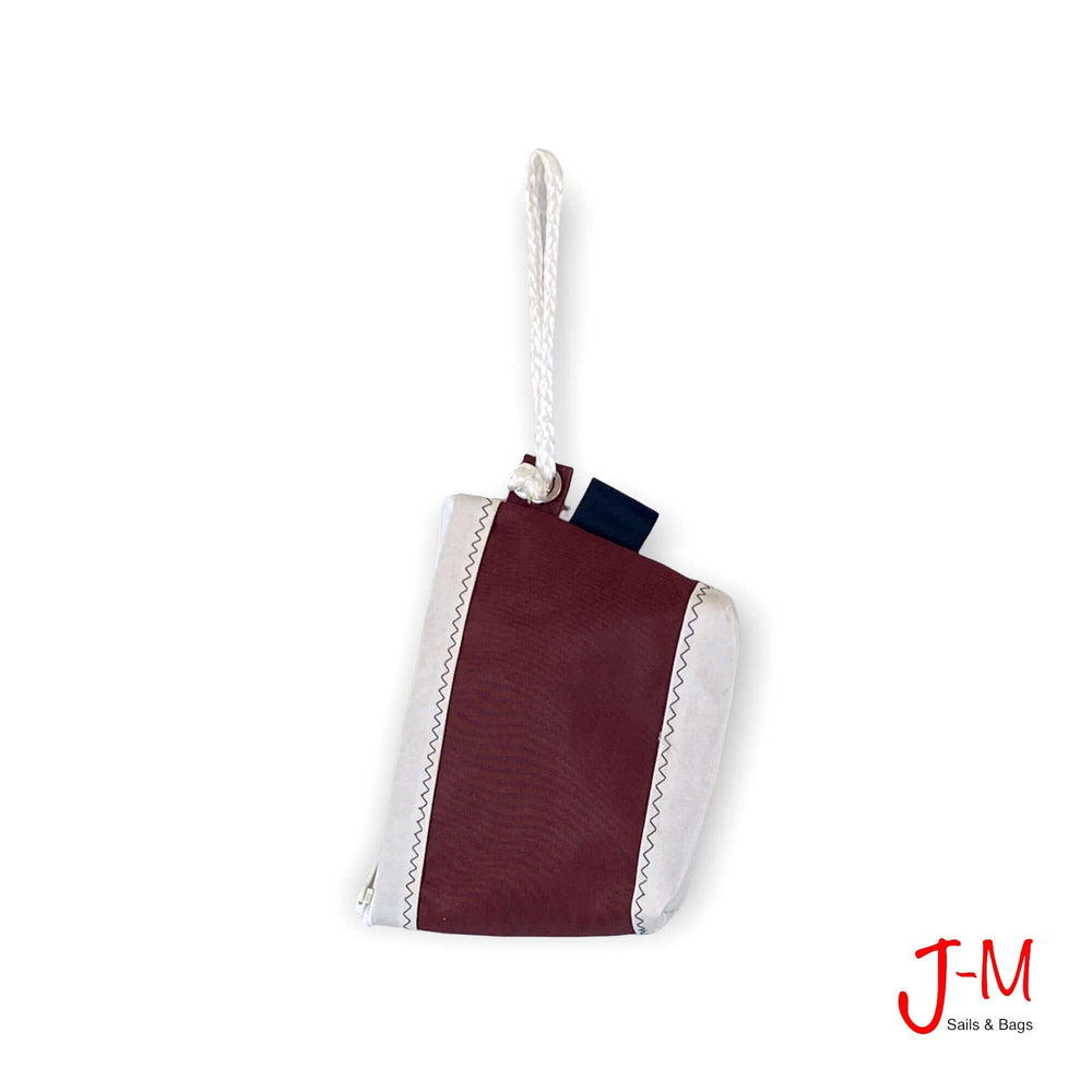 POUCH HOTEL, Bordeaux dacron / white handcrafted by J-M Sails and Bags from recycled sails in Italy, Back side
