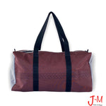 DUFFEL BAG BRAVO LARGE, BORDEAUX DACRON / GREY handmade in Italy by J-M Sails and Bags, back side