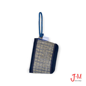 
            
                Load image into Gallery viewer, Pouch Hotel Grey / Navy, handcrafted from repurposed sailcloth by J-M Sails and Bags in Italy. Back Side  
            
        