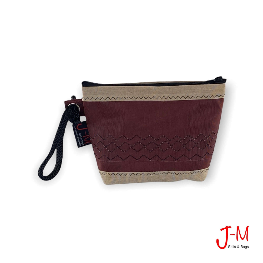 POUCH HOTEL, BORDEAUX DACRON / BEIGE handmade in Italy by J-M Sails and Bags, front side