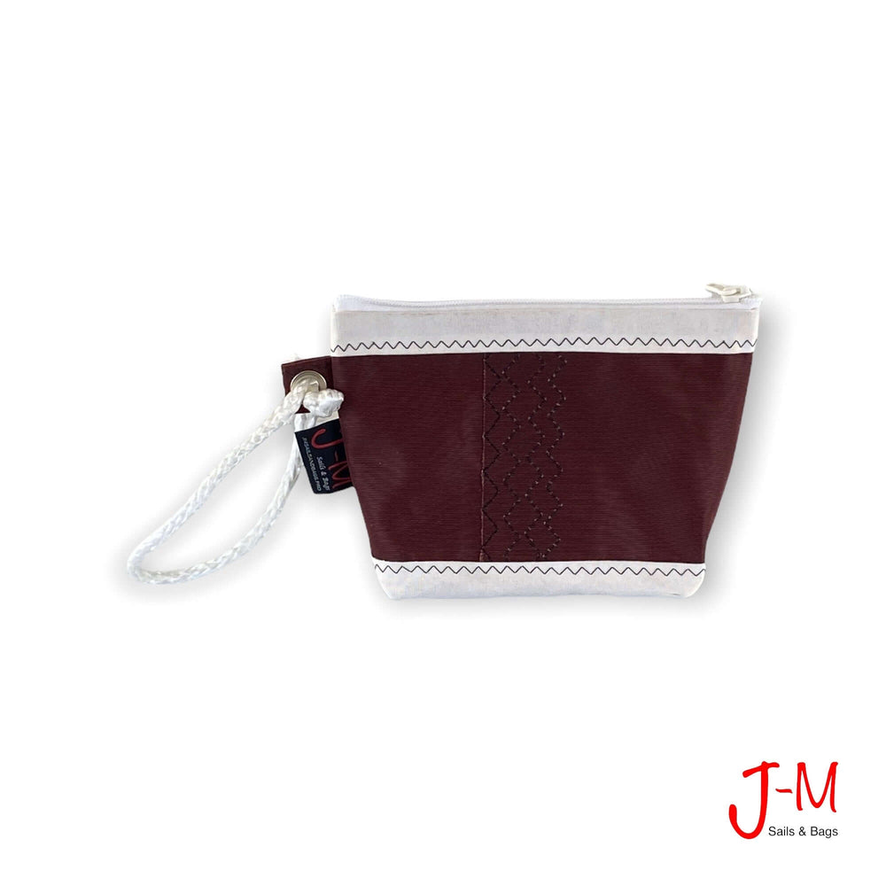 POUCH HOTEL, Bordeaux dacron / white handcrafted by J-M Sails and Bags from recycled sails in Italy, Front side
