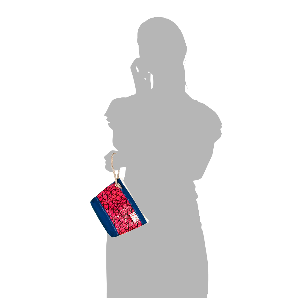Pouch Hotel, size display, recycled sail handcrafted ny J-M Sails and Bags, 