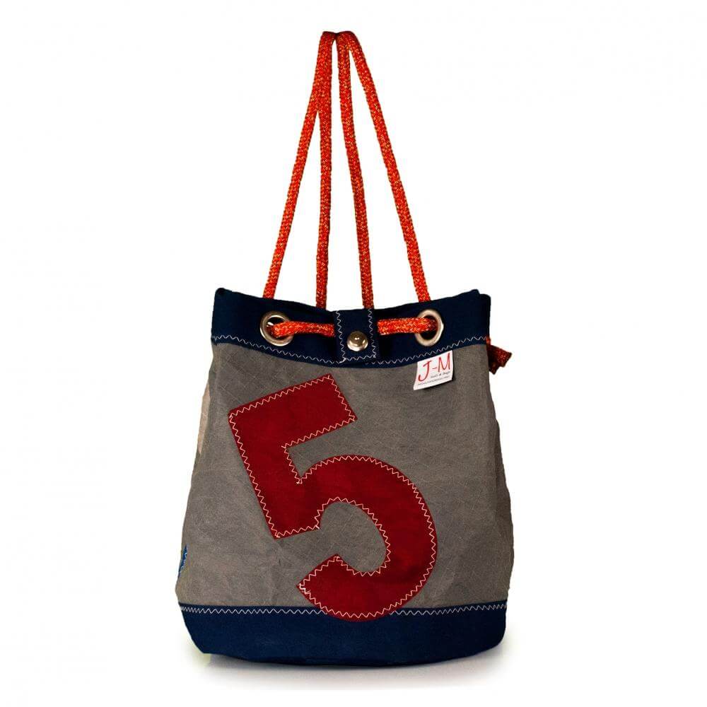 Bucket bag India, grey / blue / #5 (FS) J-M Sails and Bags