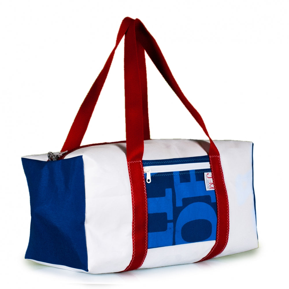 Duffel Bravo Medium. Dacron / blue #2 / grey stripe (45) J-M Sails and Bags
