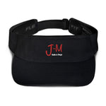 Visor to protect you from the sun. Embroid J-M Sails and Bags logo. Front view